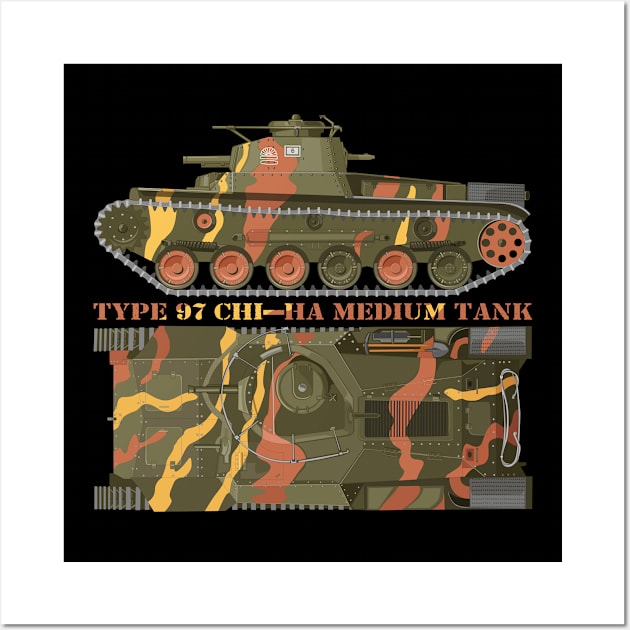 Type 97 Chi-Ha Japanese WW2 Tank Diagram Gift Wall Art by Battlefields